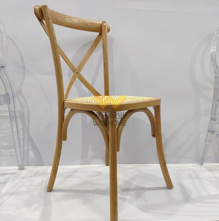 High quality factory Oak wood cross back chair for wedding 